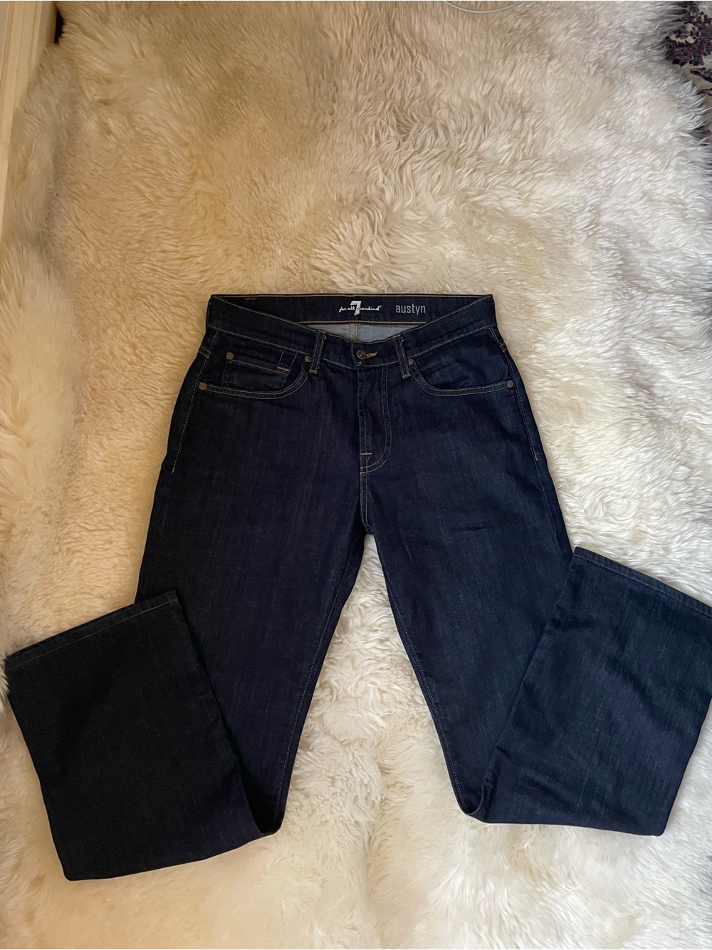 Vintage | BNWOT 7 for all mankind austyn dark wash low rise straight mens jeans